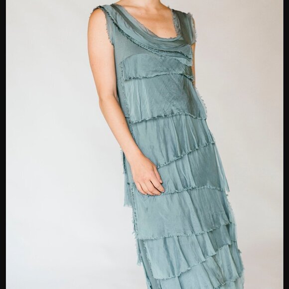 Sovay Ruffle Maxi Dress  One Size teal - Picture 1 of 7